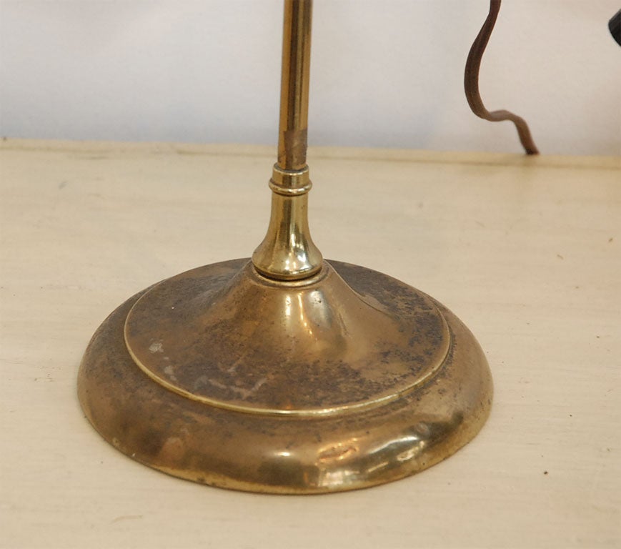Brass 19TH C. BRASS LIBRARY LAMP WITH ORIGINAL MILK GLASS SHADE