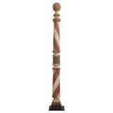 Antique 19THC BARBER POLE IN ORIGINAL RED AND WHITE PAINT FROM NEW ENGLA