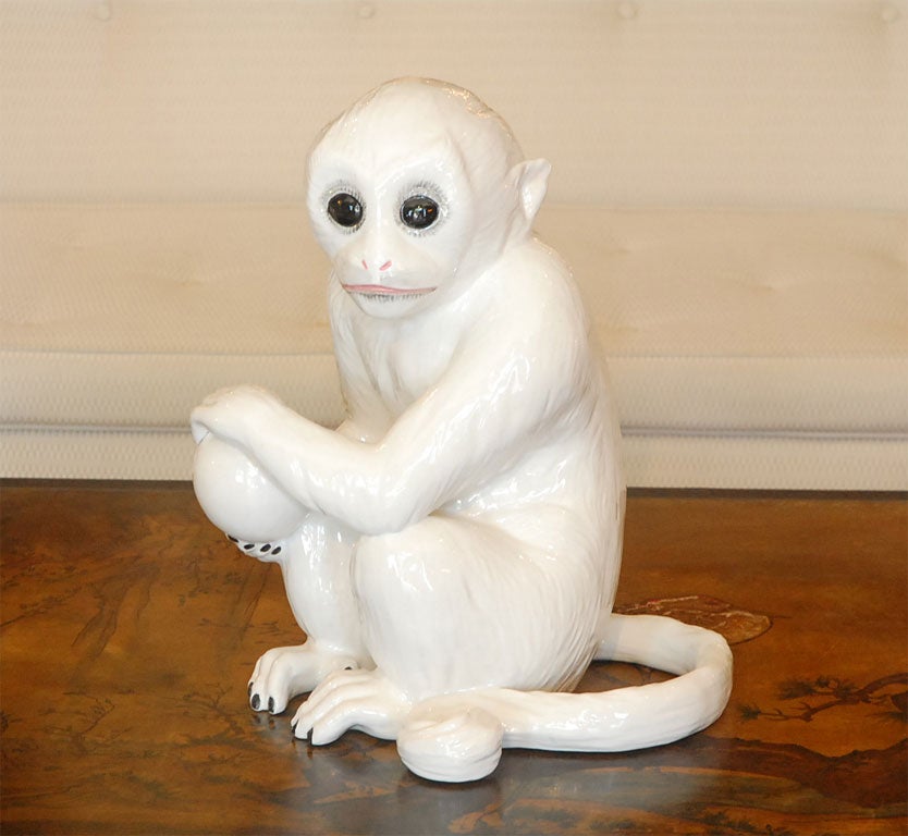 white porcelain monkey