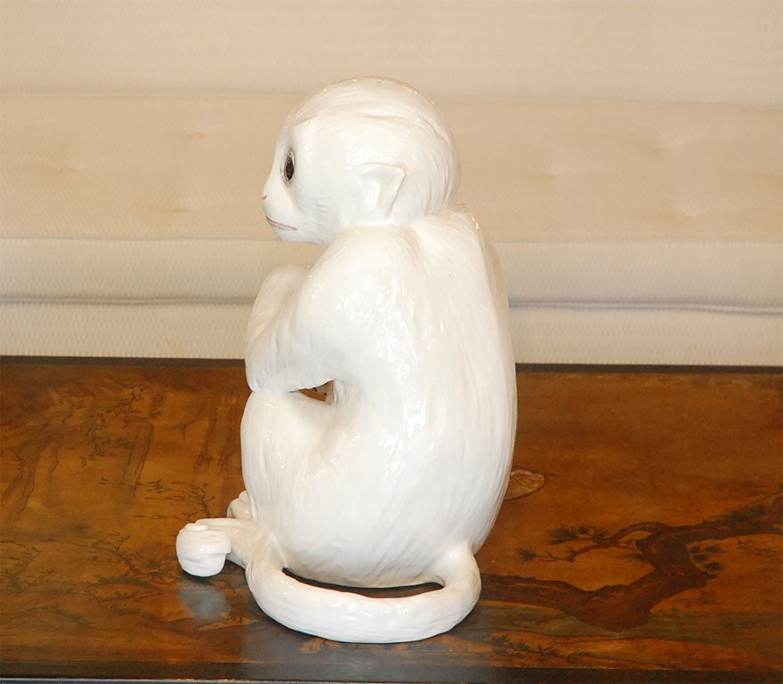 20th Century Italian Glazed Ceramic Monkey