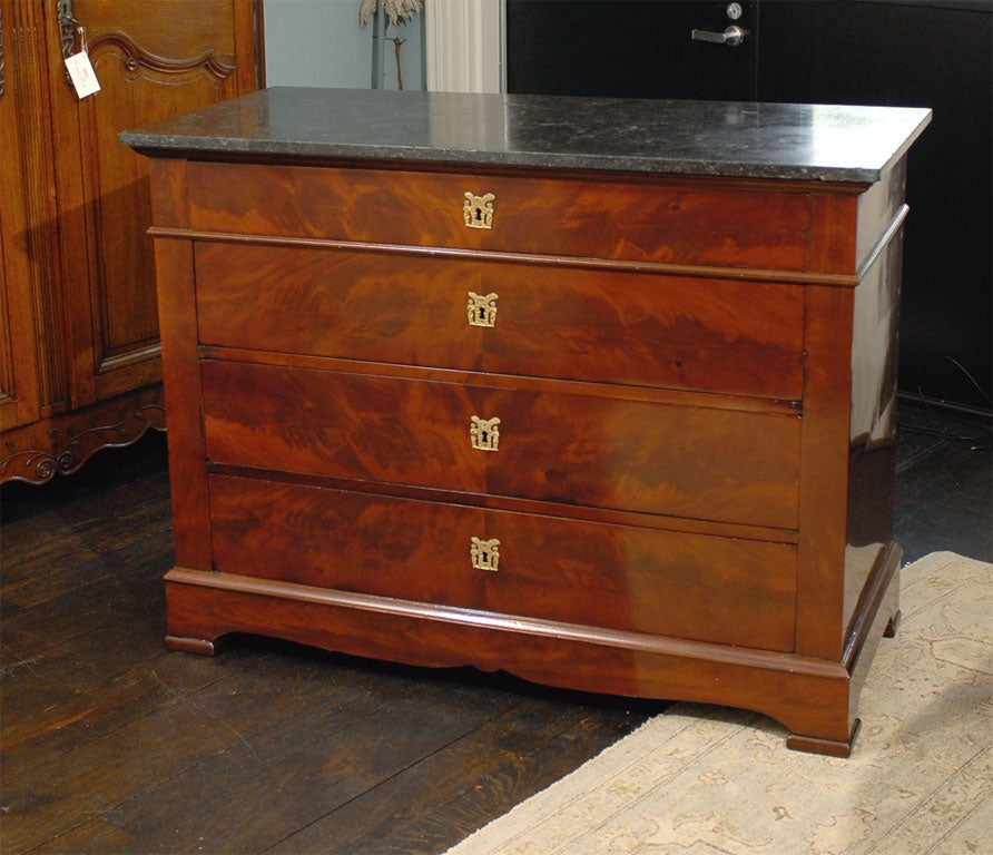 Early 19th Century Empire Mahogany Commode with Marble Top