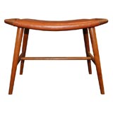 Teak & Leather Piano Stool by Hans Wegner