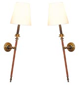Pair of Leather-Wrapped Wall Sconces