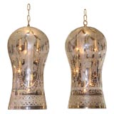 Etched Glass Hurricane Hanging Fixtures