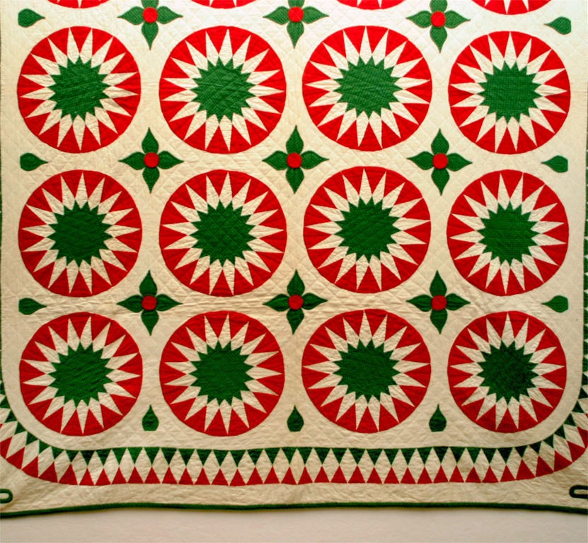 19th Century Antique Quilt:  Sunburst Variation.