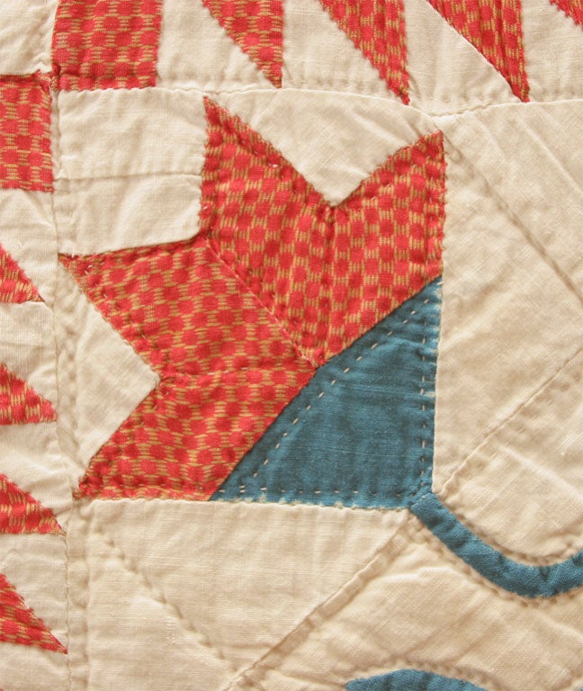 Cotton Antique Pieced and Applique Quilt:  Carolina Lily and Trees.