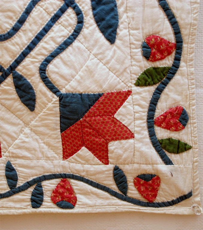 Antique Pieced and Applique Quilt:  Carolina Lily and Trees. 1