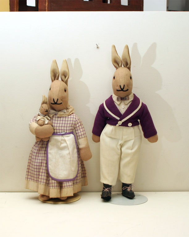 Completely original costumes.  Lady rabbit holding a baby.