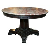 Anglo-Indian Breakfast/Center Table with Red and Grey Marble Top