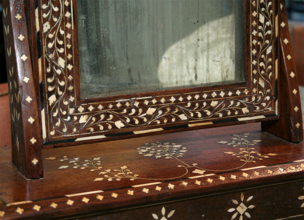Anglo-Indian Ivory Inlaid Shaving or Dressing Mirror 3