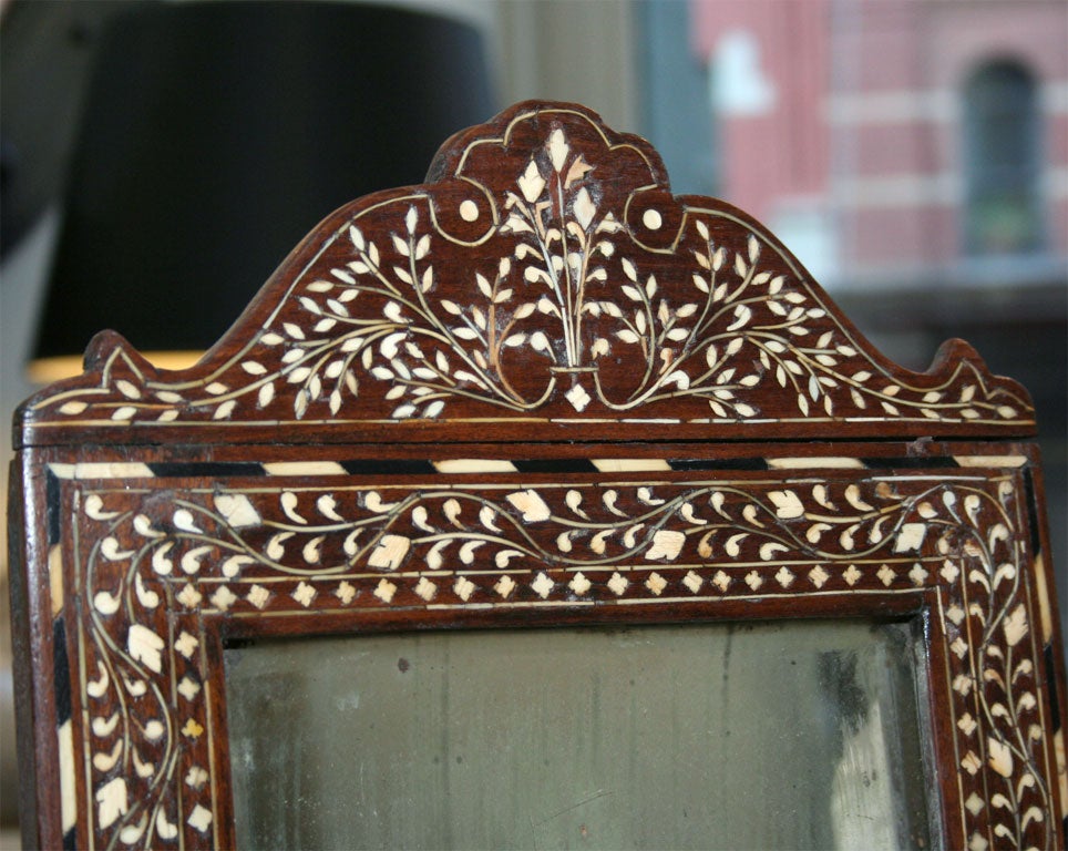 Anglo-Indian Ivory Inlaid Shaving or Dressing Mirror 4