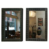 Pair of Cast Patinated Bronze Frame Art Deco Mirrors