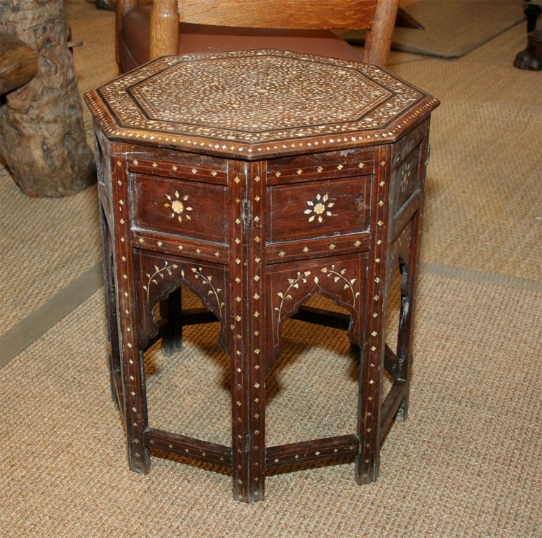 19th Century Indian Ivory Inlaid Octagonal Occasional Table