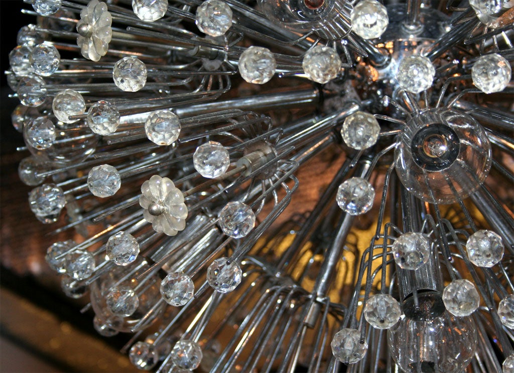 Pair of Large Austrian Star Burst Chandeliers In Excellent Condition For Sale In New York, NY