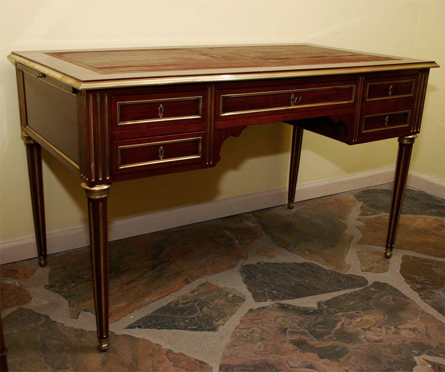 Louis XVI Mahogany Leather Top Bureau Plat, late 19th c.
