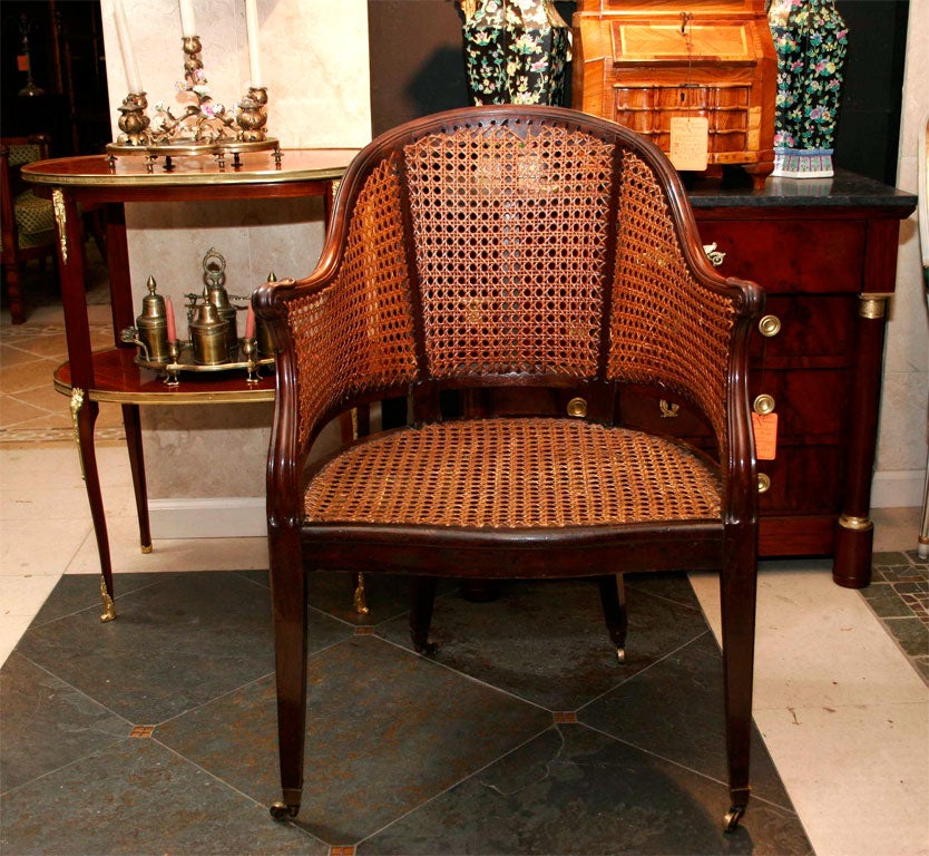 English George III Mahogany Caned Arm Chair