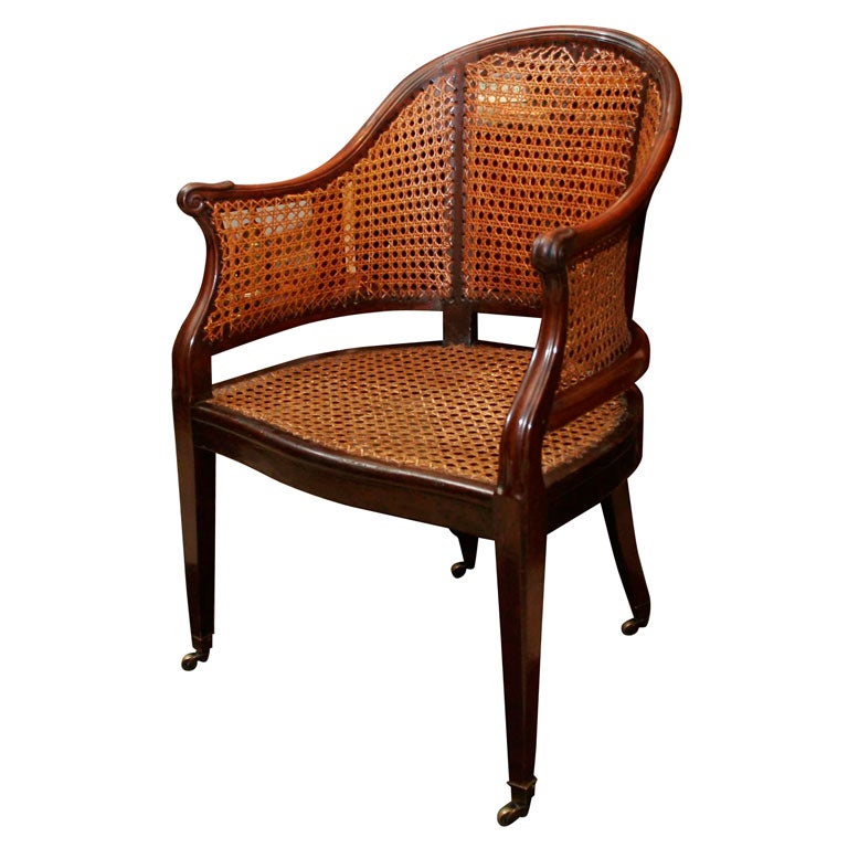 George III Mahogany Caned Arm Chair