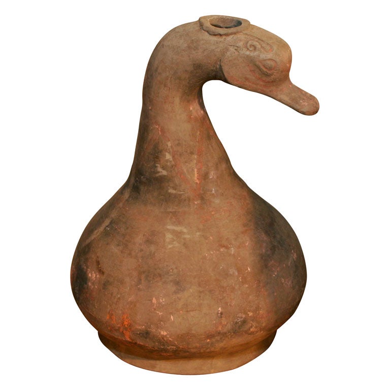 An Ancient Han Dynasty Pottery Duck Vessel For Sale