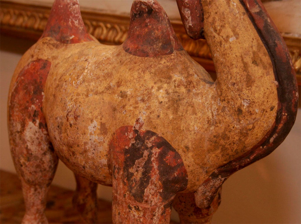 An Ancient Tang Dynasty Terracotta Polychrome Camel