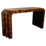 Maitland Smith coconut veneer console table with step-back sides