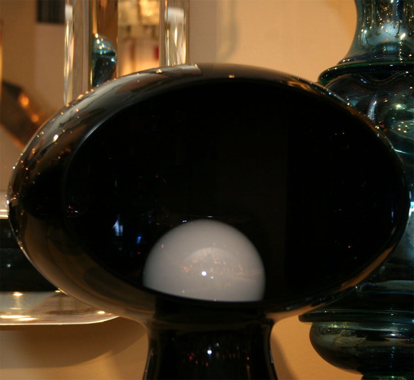 Dark purple glass mushroom form table lamp by Vistosi 1