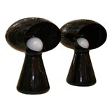 Dark purple glass mushroom form table lamp by Vistosi