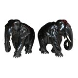 Vintage Ebony and Ivory Elephants