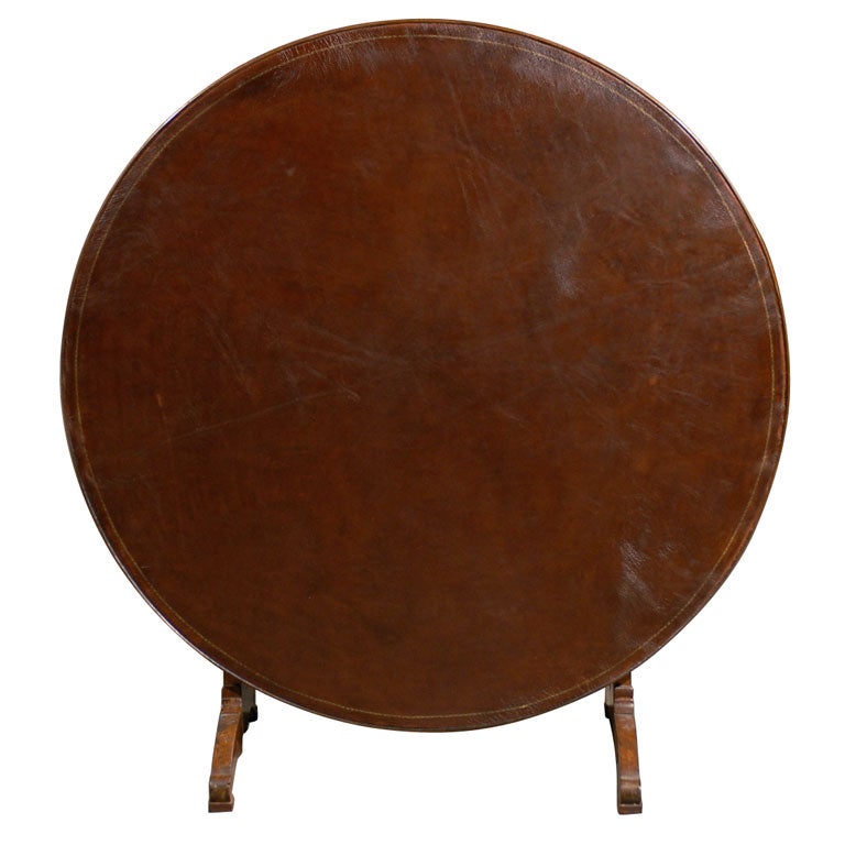 19th Century French Wine Tasting Table with Leather Top For Sale