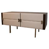 4-Drawer Wood and Leather Chest by Roger Landault