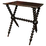 Antique Bobbin-Turned Ebonized End Table, 19th Century
