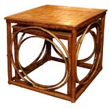 Two Bamboo and Parquetry Nesting Side Tables, 19th Century