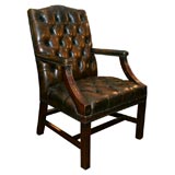 Chippendale Style Mahogany Tufted Leather Desk Chair