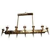 Large Rectangular Gilt Bronze Chandelier