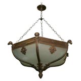 Antique Metal and Molded Glass Light Fixture