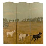 Three Panel Screen with sporting dogs