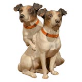 Antique Terracotta dog group