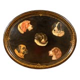 English Papier Mache tray with dogs