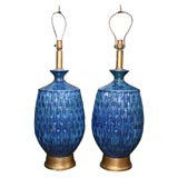 Large Pair of Cobalt Blue 1950
s Table Lamps