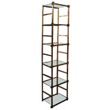 Sculptural Gilt Metal Etagere with Amber Glass