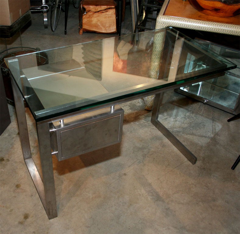 Pierre Cardin Steel and Glass Desk 1