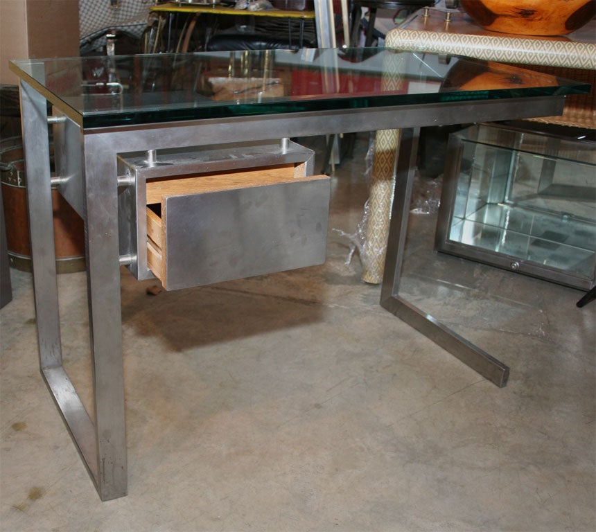Pierre Cardin Steel and Glass Desk 2