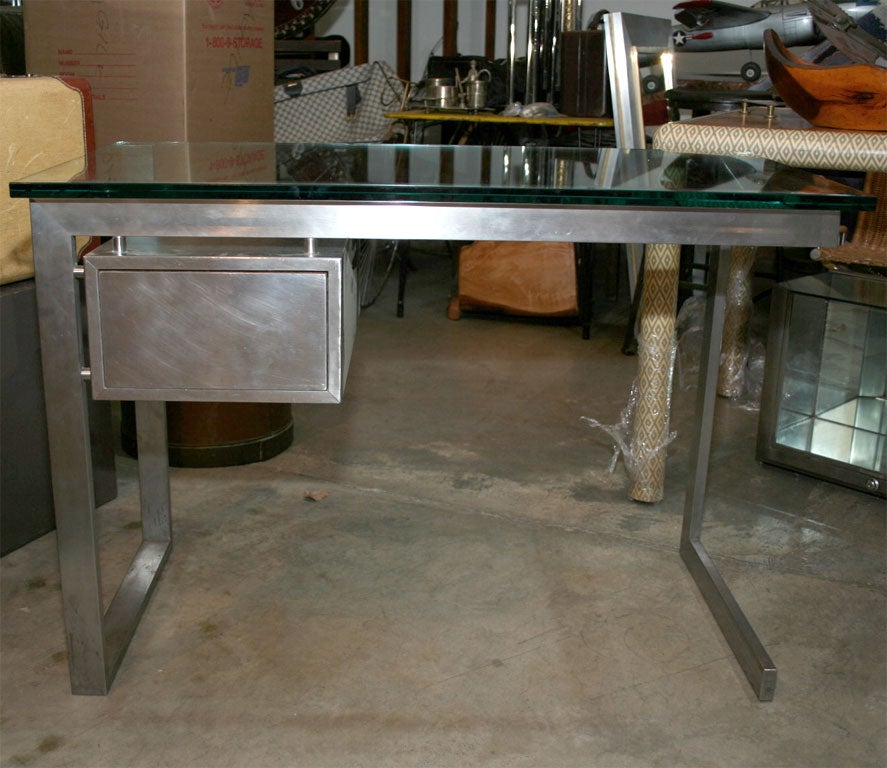 Pierre Cardin Steel and Glass Desk 3
