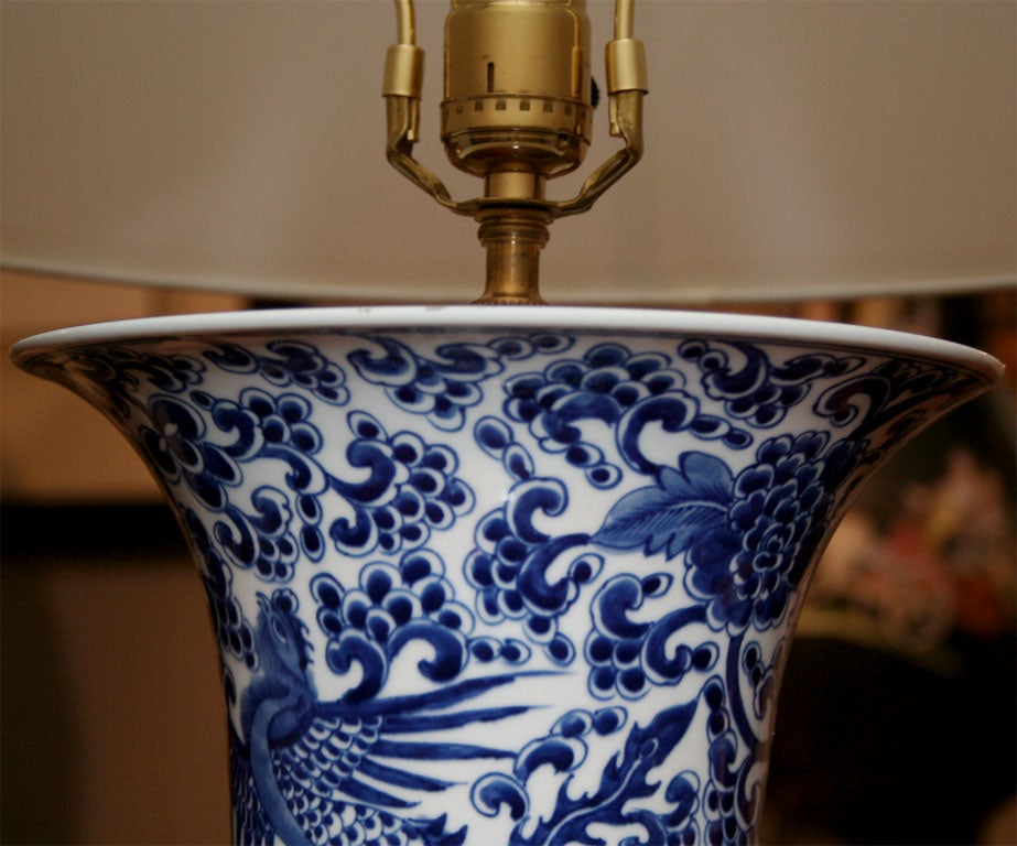 Porcelain Pair of Chinese Blue and White Beaker Vases