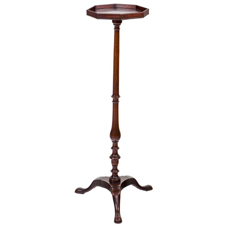 Mahogany Candlestick Stand with Octagonal Top For Sale