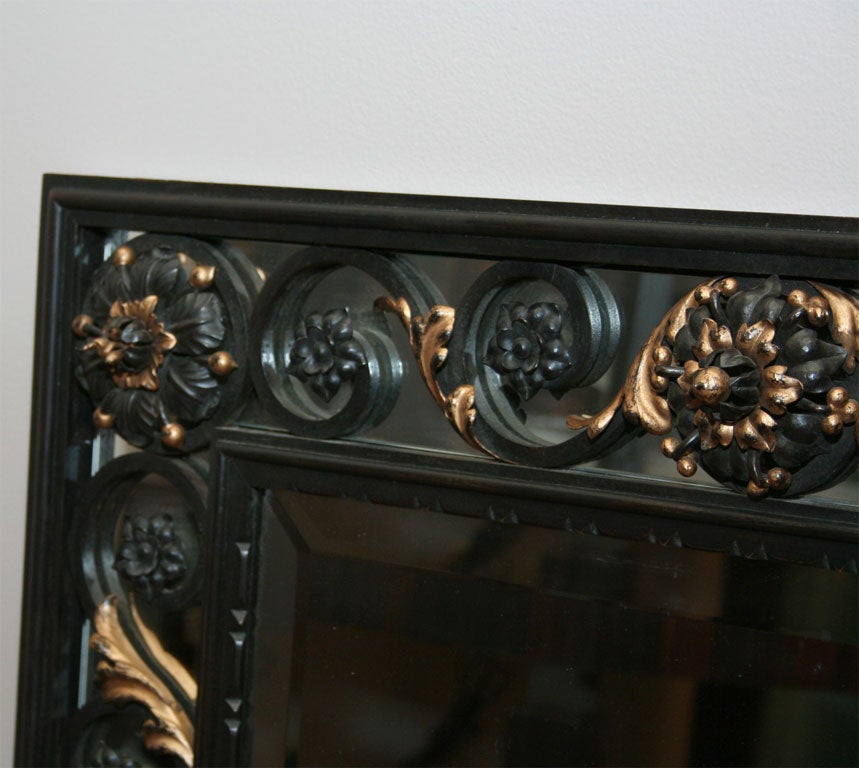 Wrought Iron Art Deco Mirror Attributed to Poillerat For Sale