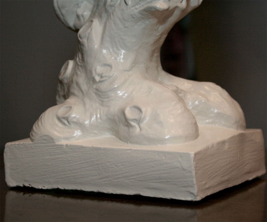 Late 20th Century Large Ivory Chalk Ware Horned Owl Figurine
