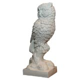 Vintage Large Ivory Chalk Ware Horned Owl Figurine