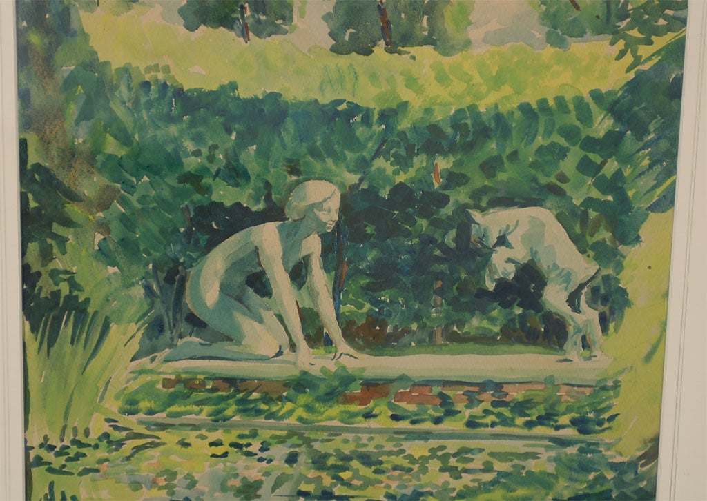 Columbia, S.C. watercolor of famous fountain sculpture