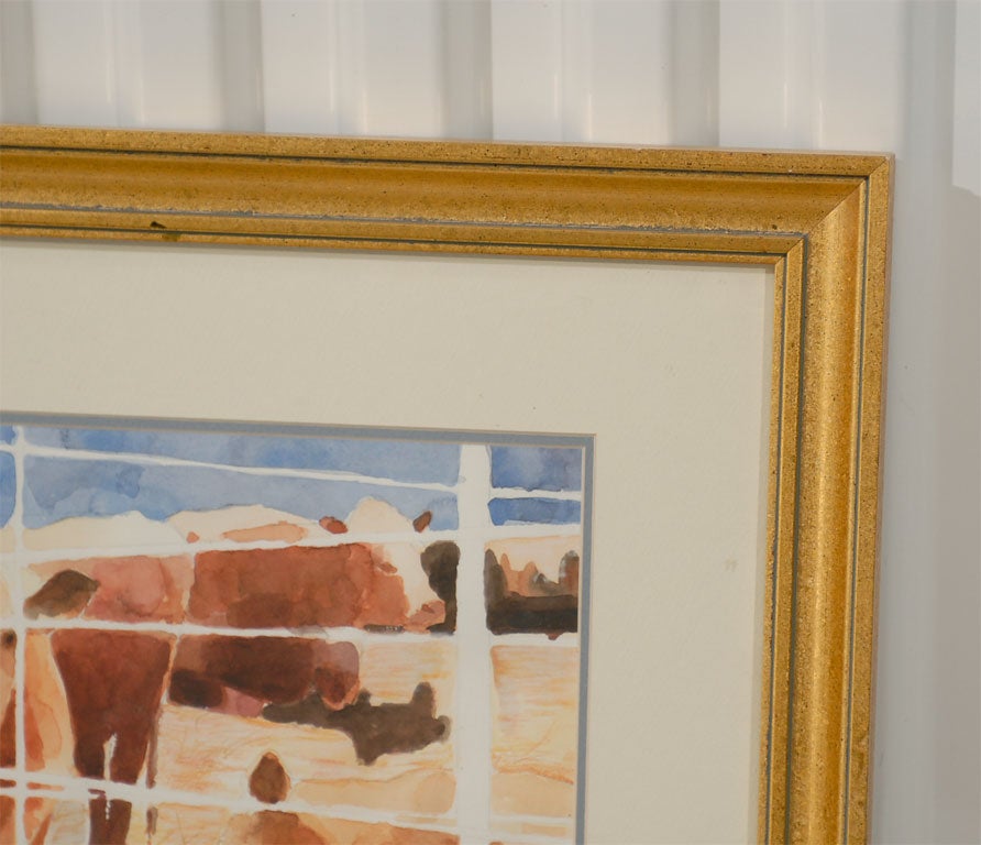 20th Century Cow Farm Painting by Texas Artist Richard Reher
