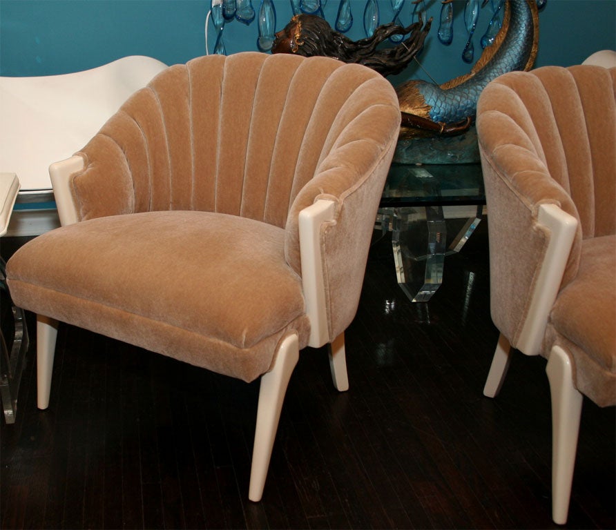 American Pair of 1940's Shell Back Chairs
